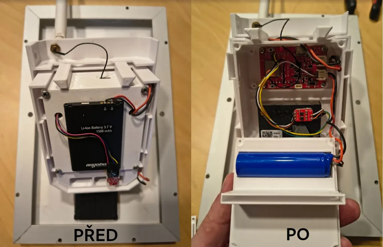 3D printed weather station box with radiation shield for AirBoard/Meteo Mini and SEN55 sensor.