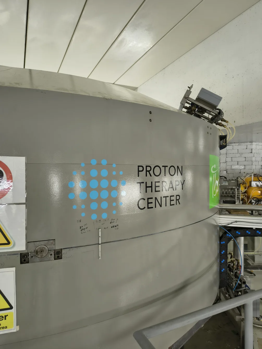 Once again, the cyclotron. Before it can be opened after shutdown, it must be allowed to cool down so that the ionizing elements decay and it is safe to open the cyclotron.