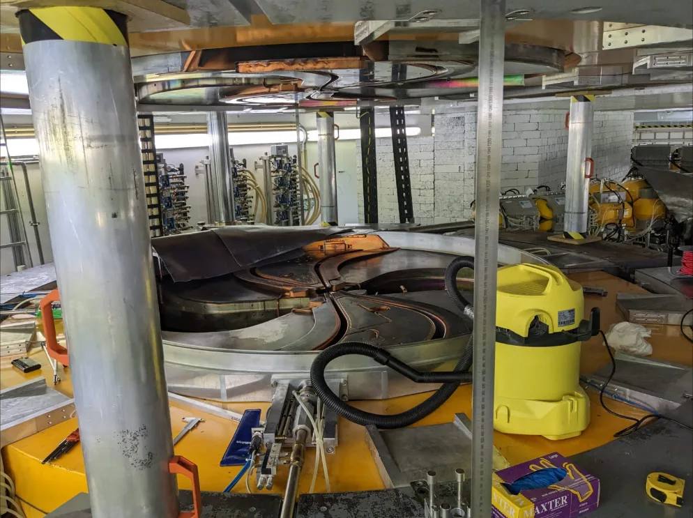 Lower part of the open cyclotron.