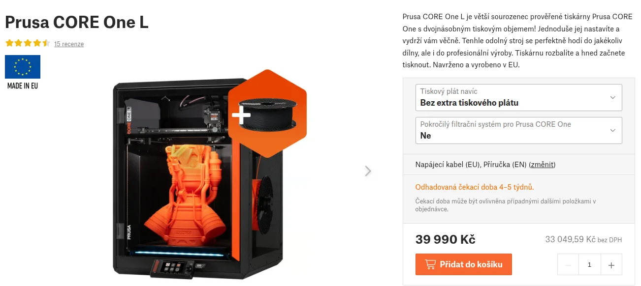 Price of Prusa Core One L