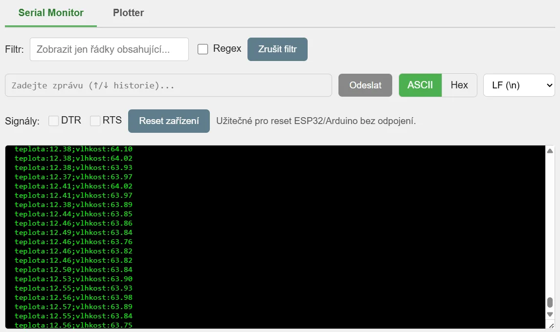 Serial monitor – receiving data every 10 ms