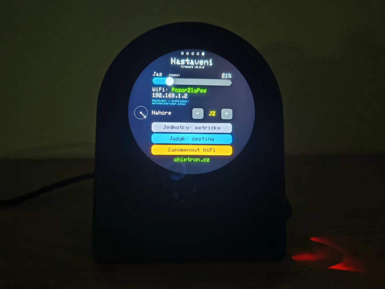 Basic settings on the display, extended via web