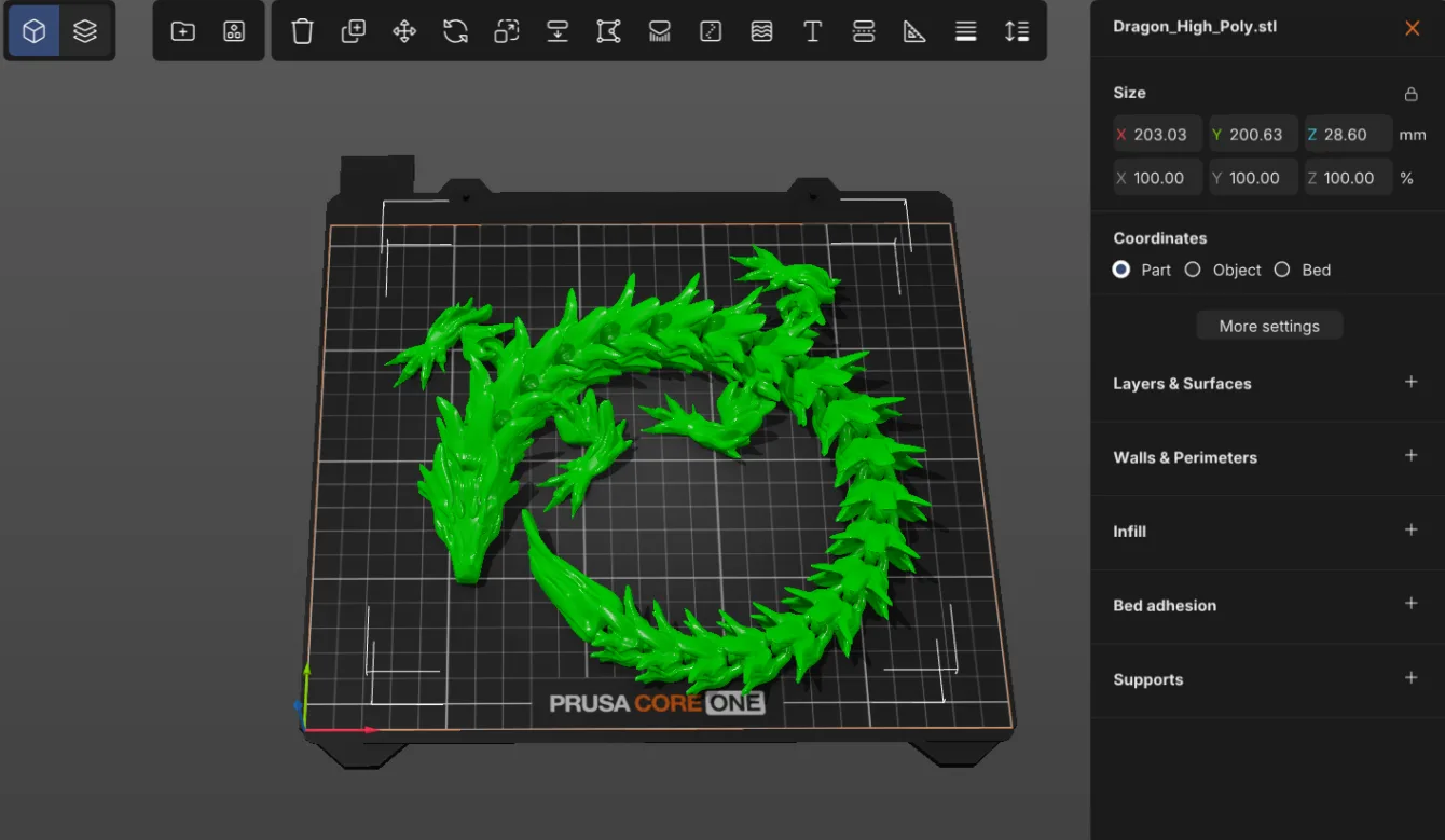 Model print settings