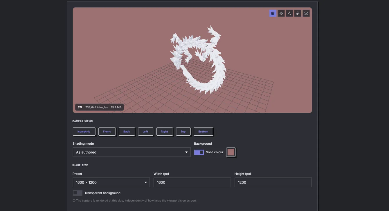 STL previewed directly in the browser